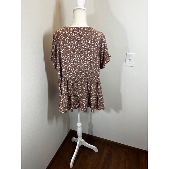 Cotton Bleu Women's Size L  Blouse Flower Ruffle Sleeves Pullover Polyester Top - Picture 7 of 8